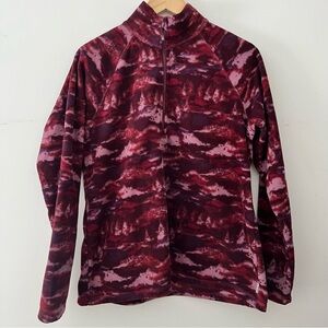 Eddie Bauer Quest Burgundy and Pink Fleece Jacket 1/4 zip size large